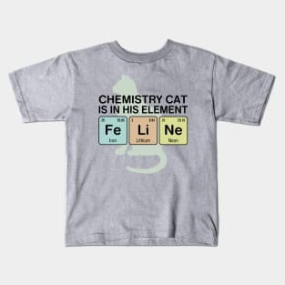 Chemistry Cat - Fe Li Ne Kids T-Shirt